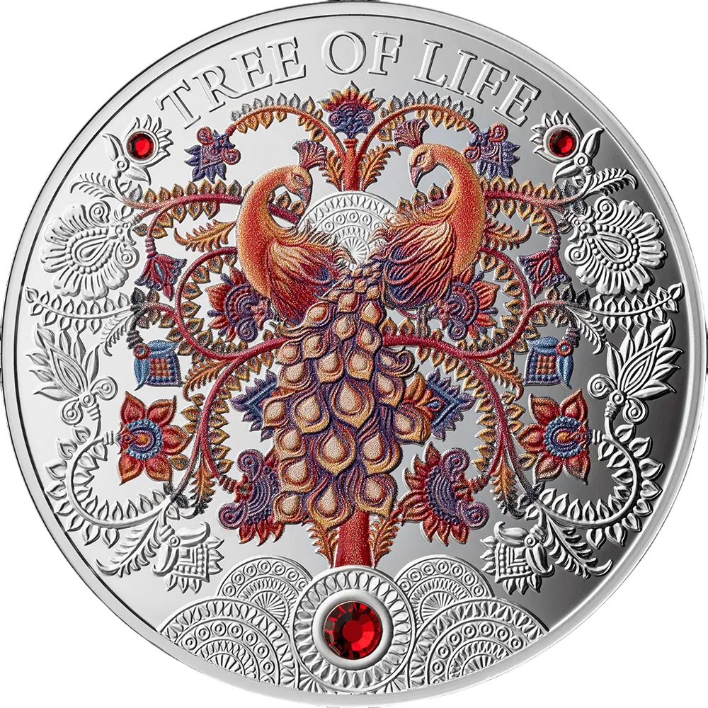 Монета "Осеннее древо жизни", 2025 г., Серебро, 31,1 гр., проба 999, ГАНА