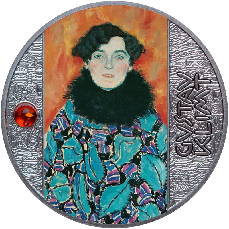 Монета "Портрет Иоганны Штауде. Густав Климт", 2024 г., Серебро, 17,5 гр., проба 999, КАМЕРУН