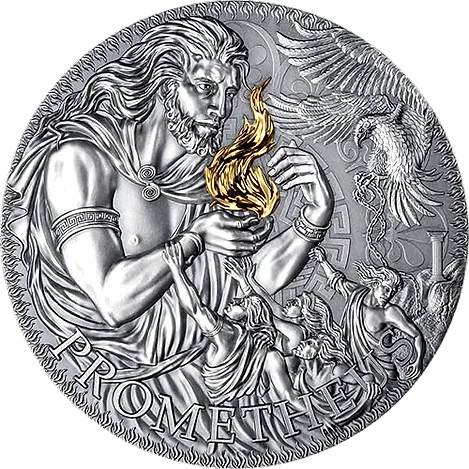 Монета "Прометей", 2023 г., Серебро, 93,3 гр., проба 999, КАМЕРУН