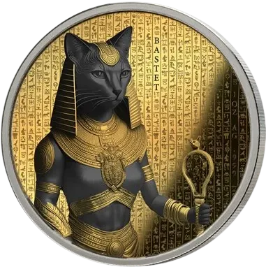 Бастет - Богиня кошек, -, 2025 г., Серебро, 31,1 гр., проба 999, БЕНИН