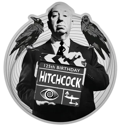 Монета "125 лет Альфреду Хичхоку", 2024 г., Серебро, 93,3 гр., проба 999, САМОА