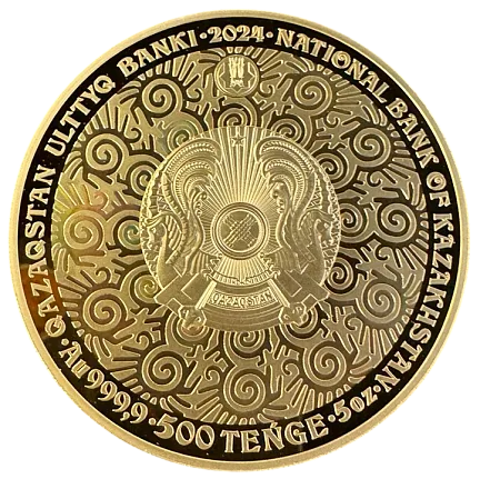 Монета "Небесный волк (proof)", 2024 г., Золото, 155,5 гр., проба 999.9, КАЗАХСТАН