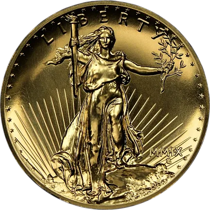 Монета "Двойной Орел", 2009 г., Золото, 31,1 гр., проба 9999, СОЕДИНЕННЫЕ ШТАТЫ
