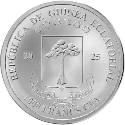 Монета "Леопард", 2025 г., Серебро, 31,1 гр., проба 999, ГВИНЕЯ