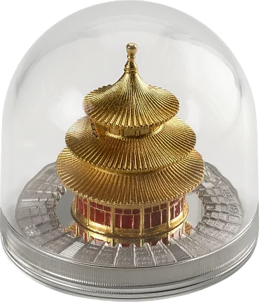 Монета "Храм Небес", 2025 г., Серебро, 93,3 гр., проба 999, САМОА